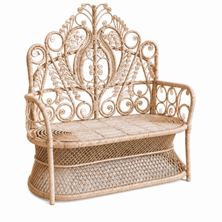 Natural Peacock Loveseat rental — Creative Events & Rentals, Fort Myers FL