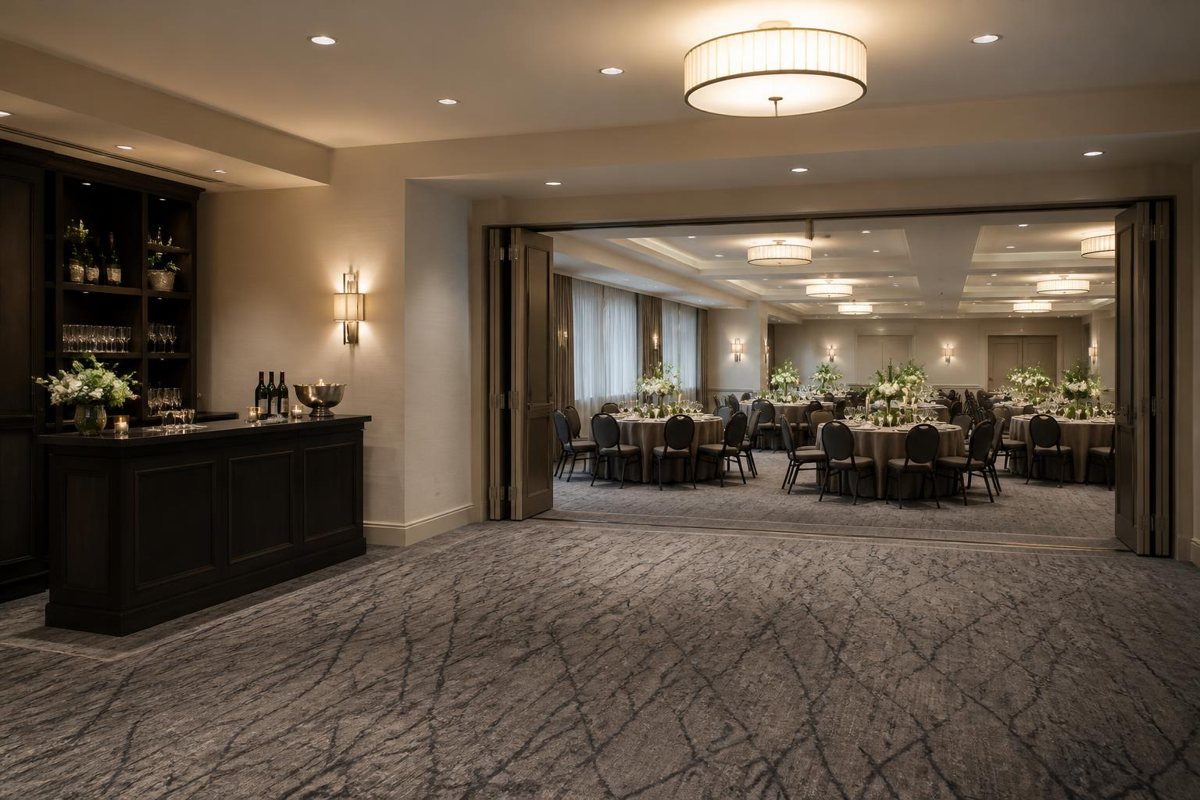 Bar placed beside the route into a reception dining room