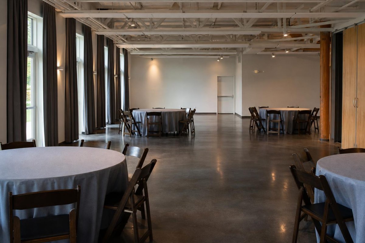 Indoor event room with clear aisles