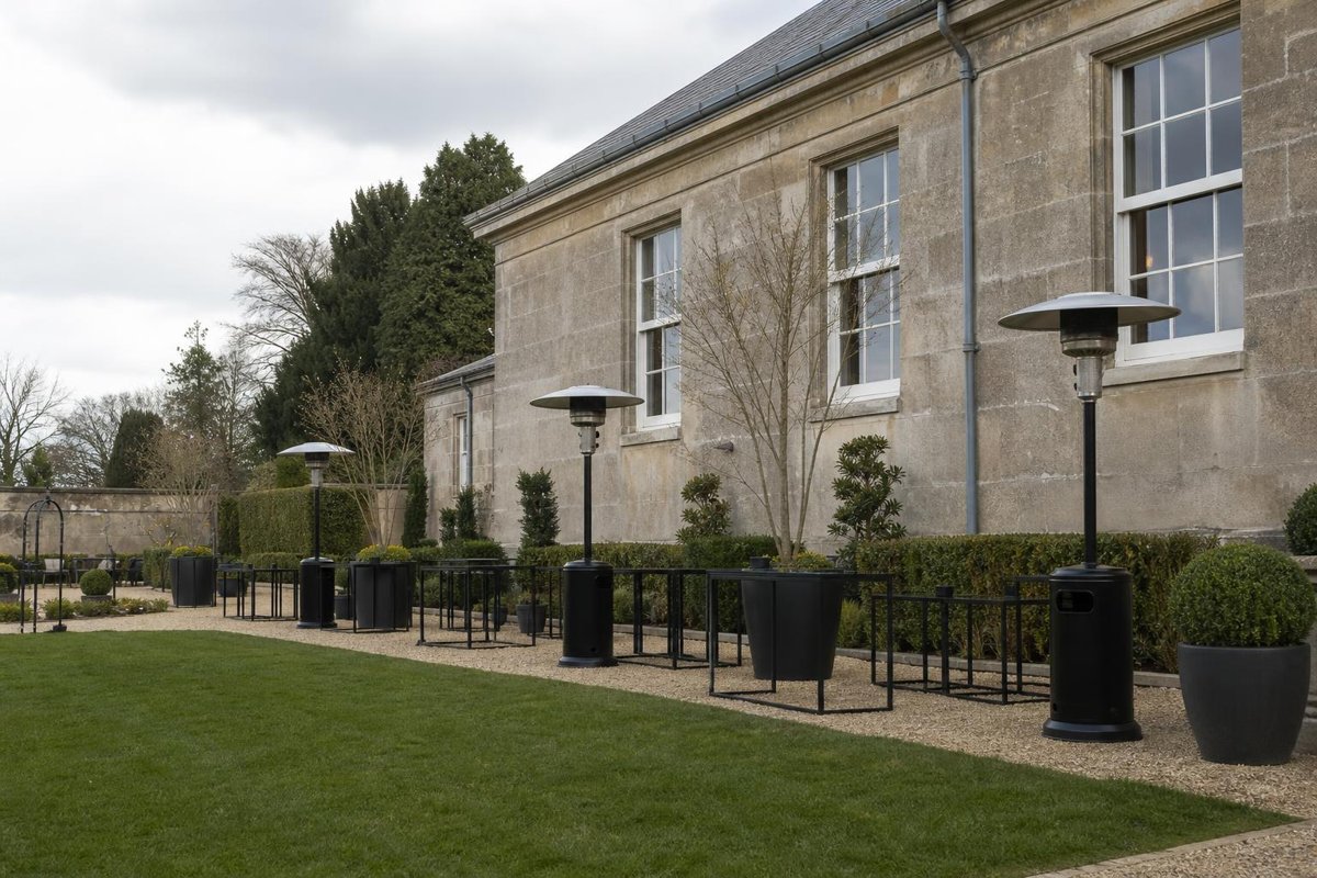 Garden event space beside an enclosed building
