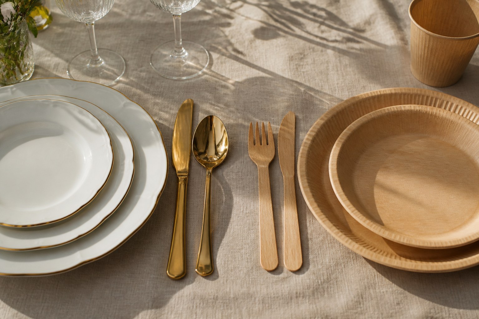 China vs. Disposable Dinnerware: Choosing Rentals for Your Event - featured illustration