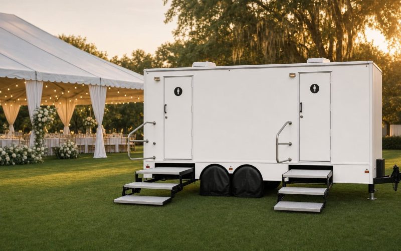 Restroom Trailer at a Wedding — Creative Events & Rentals, Fort Myers FL